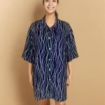 Stylish Multicolor Wavy Striped Oversized Shirt