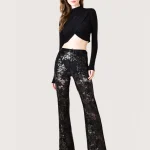 Elegant Black Lace Flared Pants